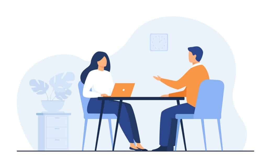 Conversazione al colloquio di lavoro 74855 7566