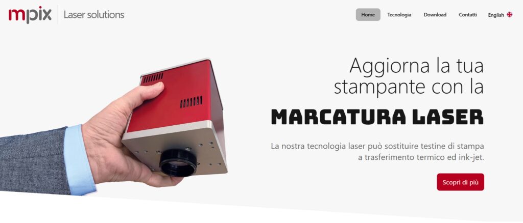sito web M-Pix, sistemi di marcatura laser compatti