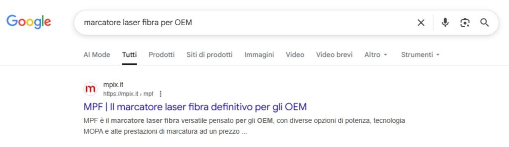 SERP Google: marcatore laser fibra per OEM
